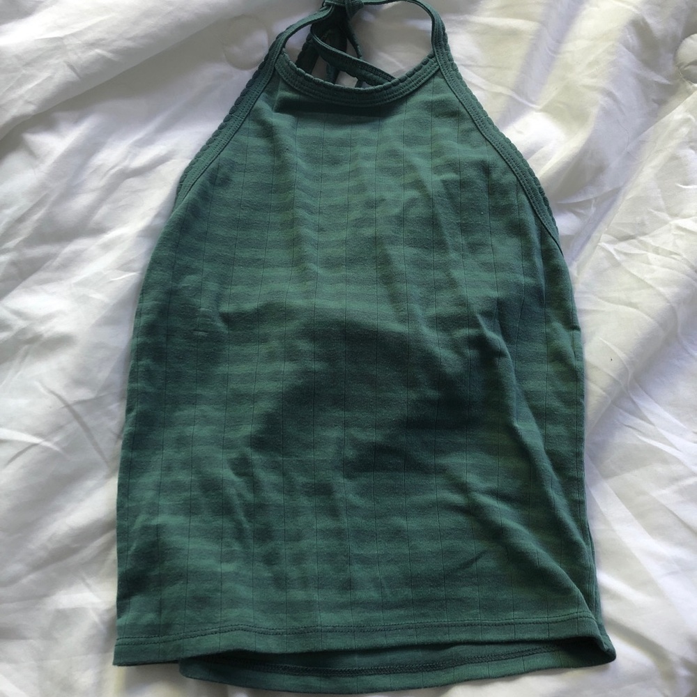 Striped green halter tank top